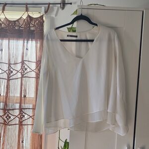 Zara Cream V-Neck Blouse